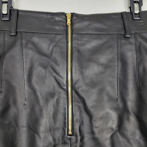 NEW Sergio Hudson 100% Black Leather Mini Skirt Size 2 - Picture 7 of 11